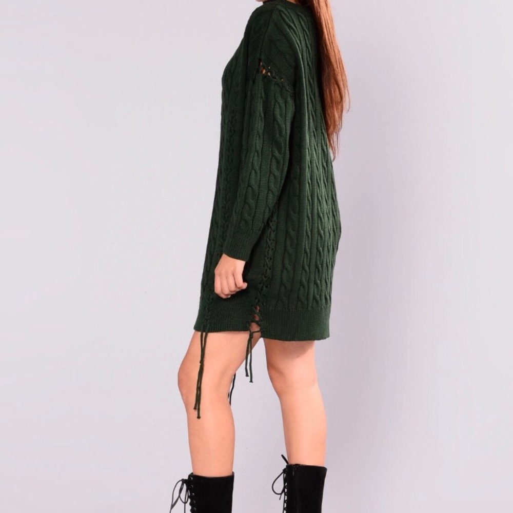 Dark green sweater dress